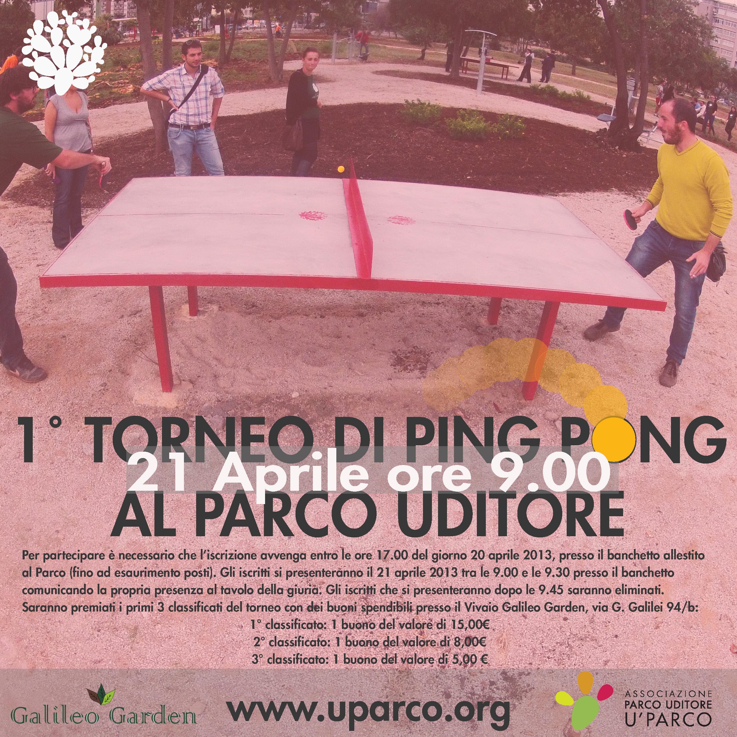 1° Torneo di ping-pong del Parco Uditore – 21 aprile 2013 ore 9.00 (EVENTO RINVIATO A DOMENICA 28 APRILE)